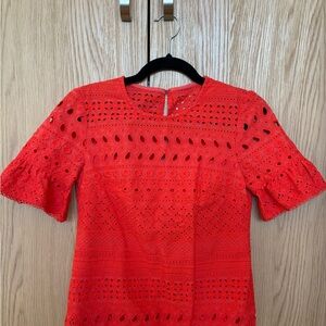 Trina Turk Vibrant Red Eyelet Blouse